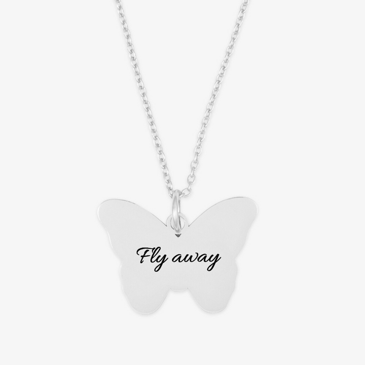 Engravable Butterfly Pendant Necklace in Sterling Silver - Herzschmuck