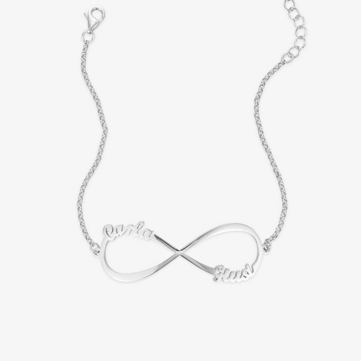 Dual Name Infinity Bracelet in Sterling Silver - Herzschmuck