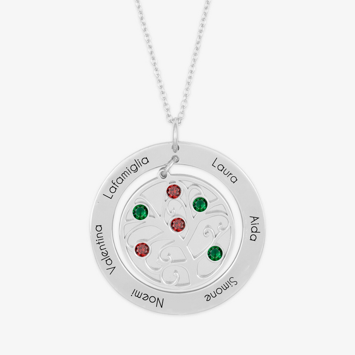 Personalized Tree of Life Necklace with Engravings & Birthstones - Herzschmuck