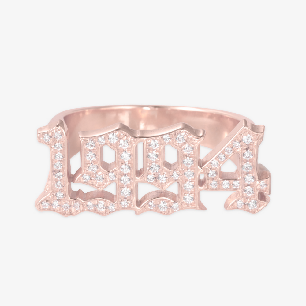 Personalized Birth Year Ring in Rosegold - 925 Sterling Silver with 1994 Numerals, Customizable Jewelry for Timeless Significance