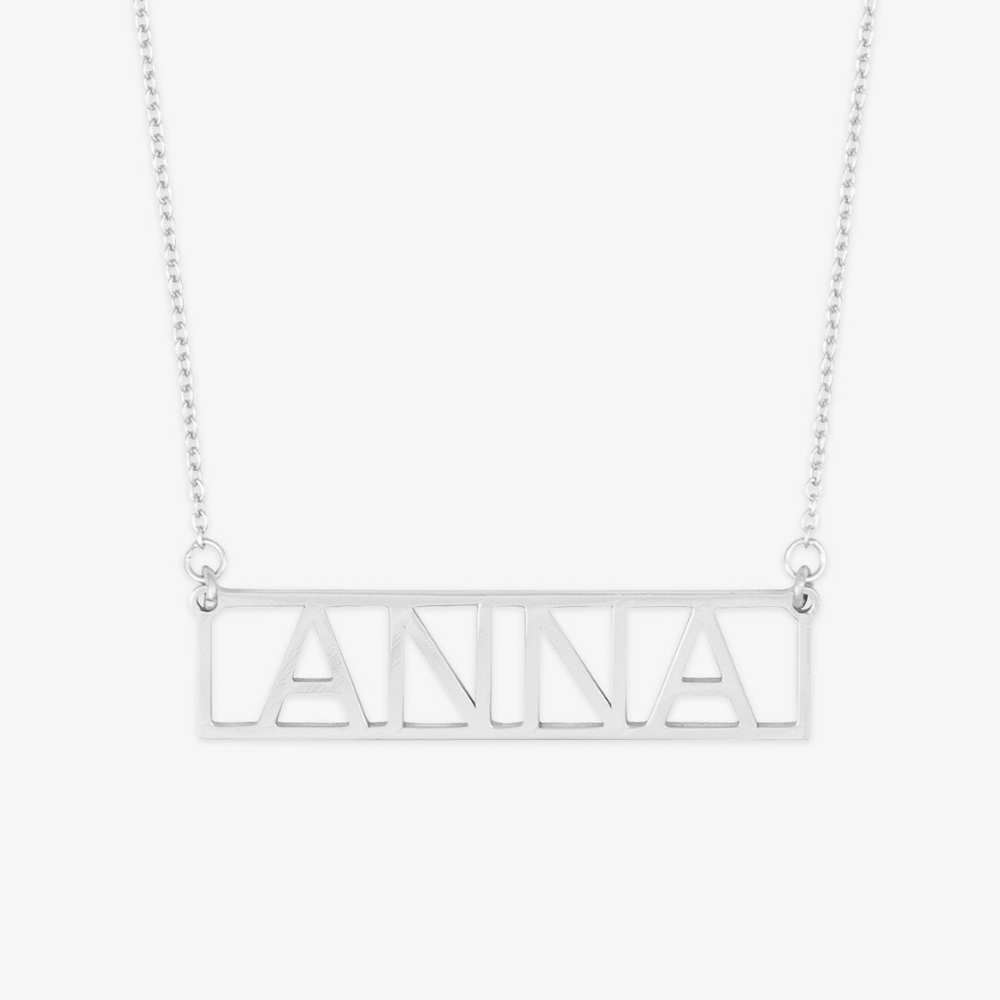 Framed Block Letter Name Necklace - Herzschmuck