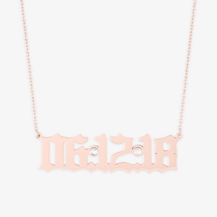 Date Necklace with Zirconia - Herzschmuck