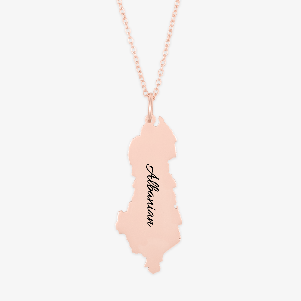 Albania outline personalized necklace in premium 925 sterling silver, perfect for showcasing your connection to Albania.