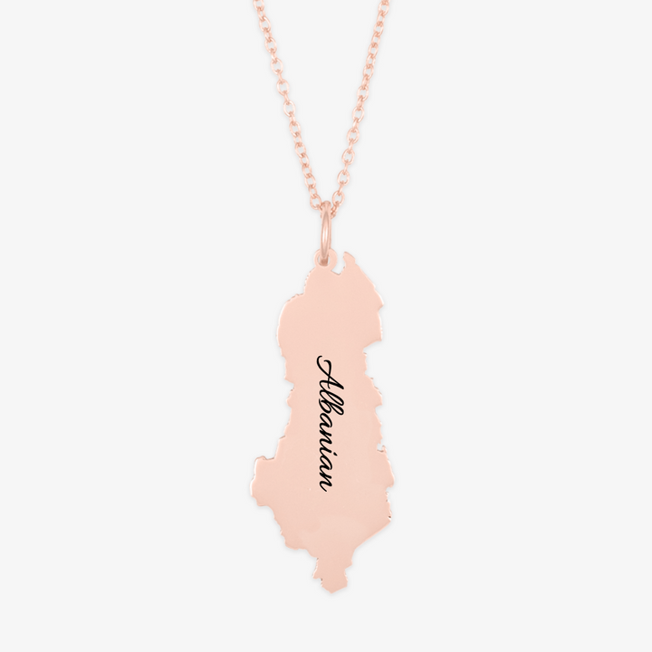 Albania outline personalized necklace in premium 925 sterling silver, perfect for showcasing your connection to Albania.