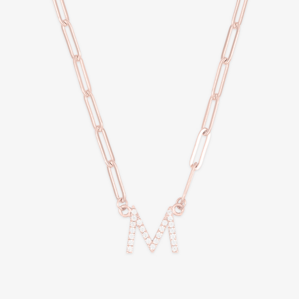 Crystal Linkchain Initial Necklace - Herzschmuck