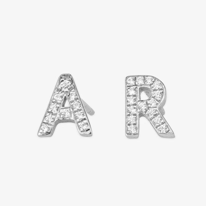 Personalized Initial Earrings with sparkling A and R letters, showcasing your style and individuality with an elegant design.