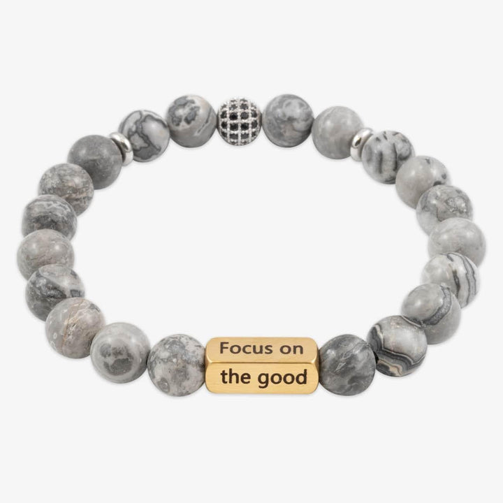 Personalizable Patterned Bead Bracelet with Engravable 3D Bar - Herzschmuck