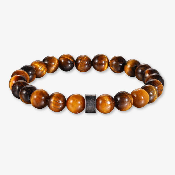 Beautiful light and dark brown beaded bracelet with personalized engraving, 16cm length, showcasing elegant style and refined craftsmanship.