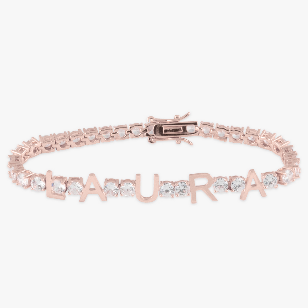 Tennis Initials Bracelet with Crystals - Herzschmuck