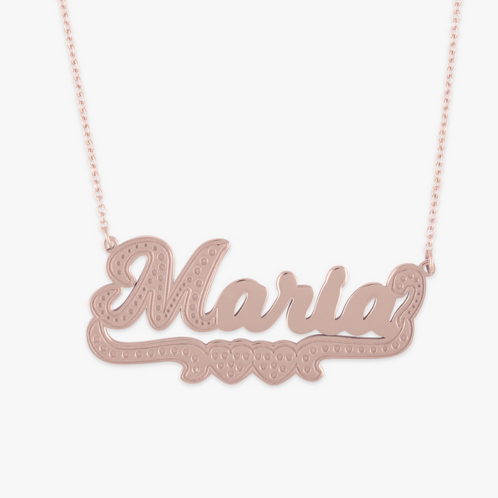 Rose Gold Bold Underlined Name Necklace with "Maria" Personalization