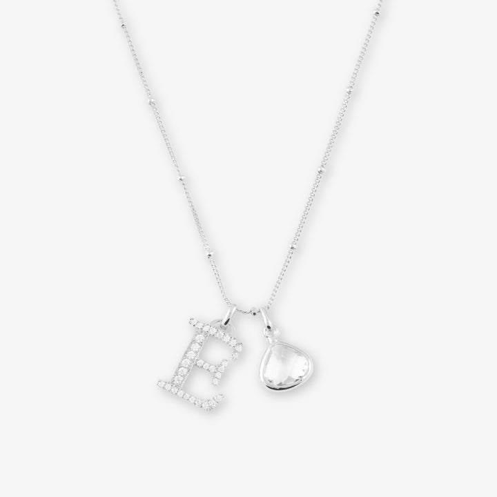 Kubieke Zirkonia Letter Ketting met Geboortesteen in 925 Sterling Zilver