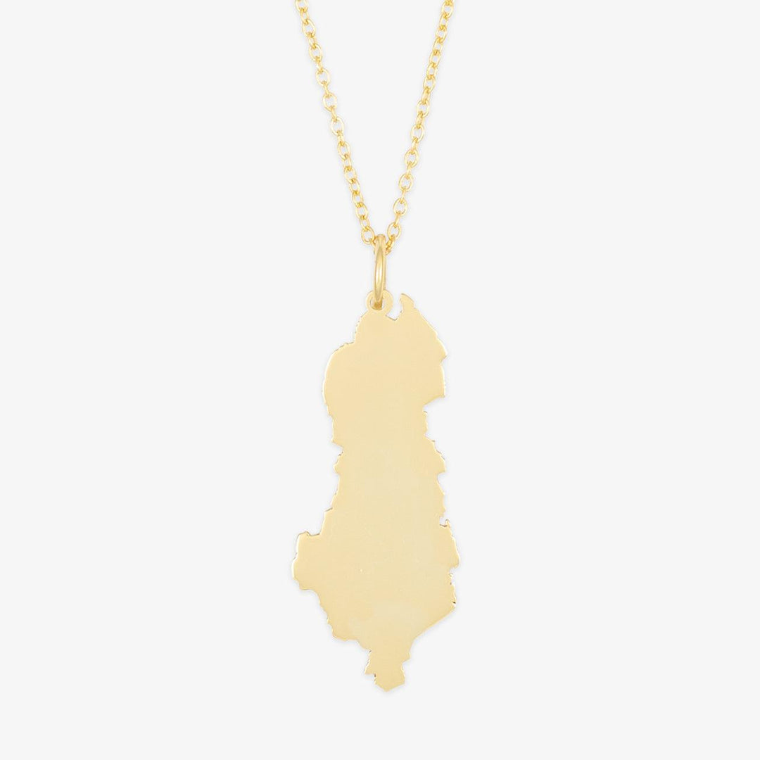 Gold Albanian silhouette personalized necklace in 18K gold with premium 925 sterling silver chain