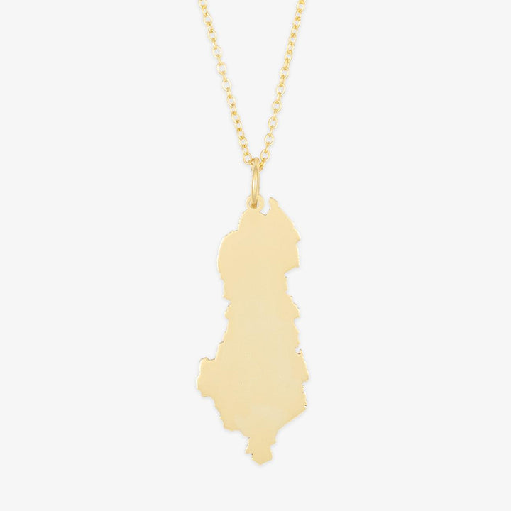 Gold Albanian silhouette personalized necklace in 18K gold with premium 925 sterling silver chain