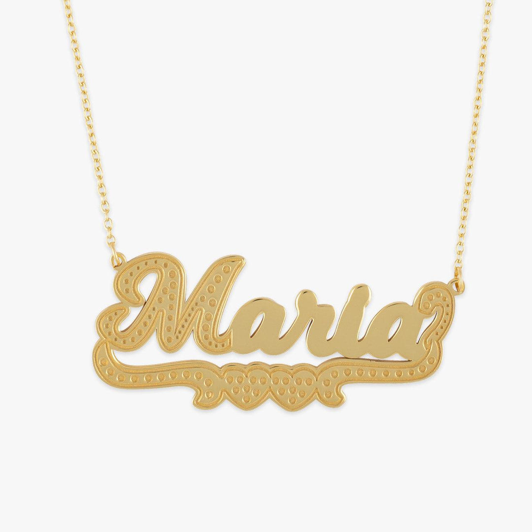 Gold bold underlined name necklace with "Maria" personalization