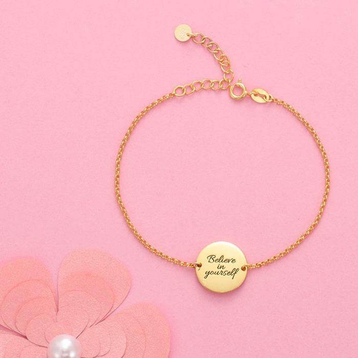 Engravable Round Plaque Bracelet - Herzschmuck