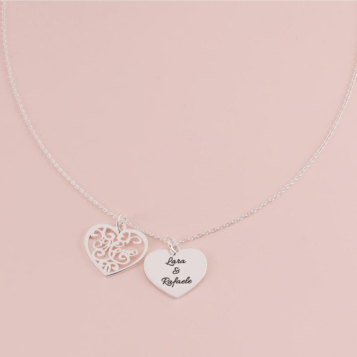 Dual-Heart "Mom" Personalized Necklace - Herzschmuck