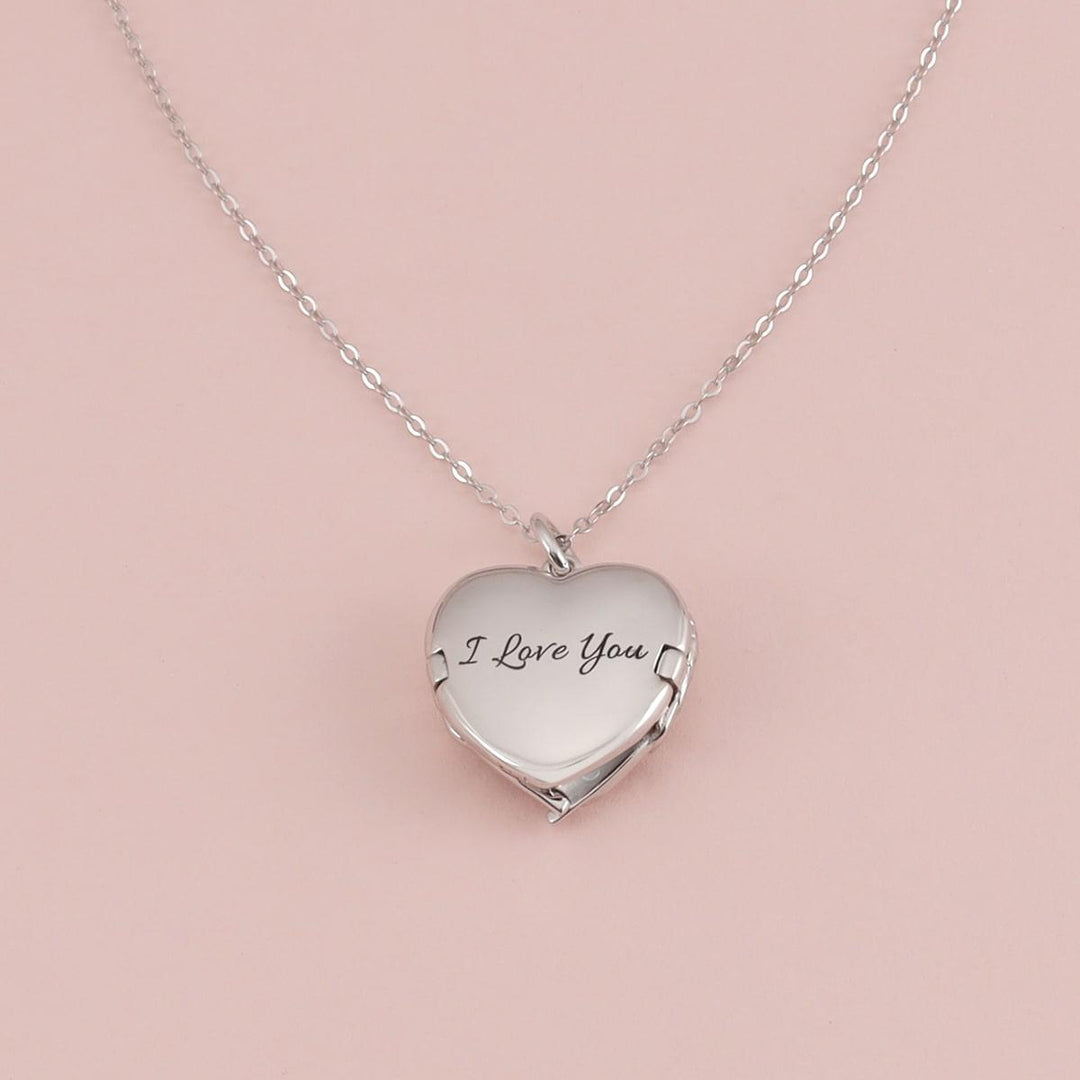 Personalized Angel Wing Heart Locket Necklace - Herzschmuck