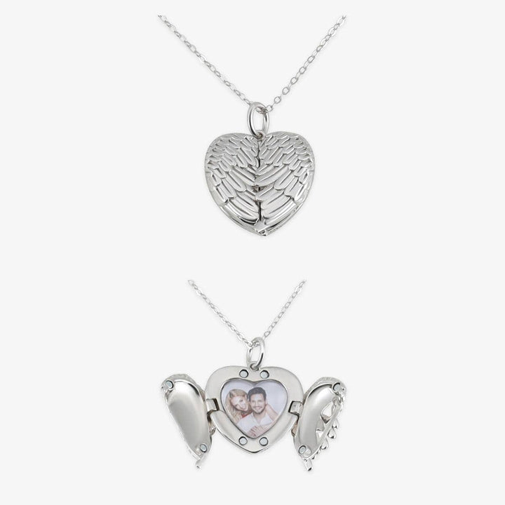 Personalized Angel Wing Heart Locket Necklace - Herzschmuck