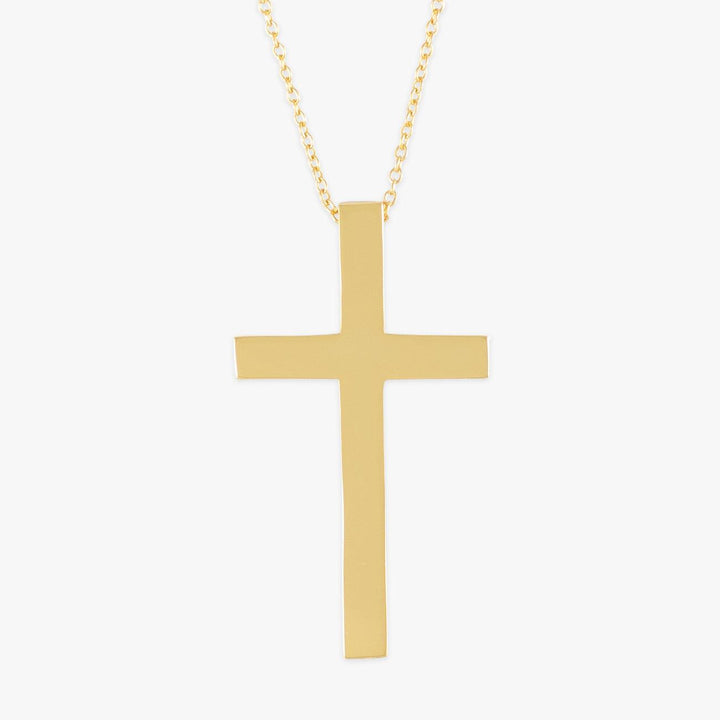 Personalized gold side-engraved cross necklace in 925 Sterling Silver, representing faith and connection.