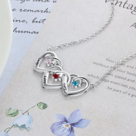 Triple Heart Interlinked Personalized Necklace - Herzschmuck