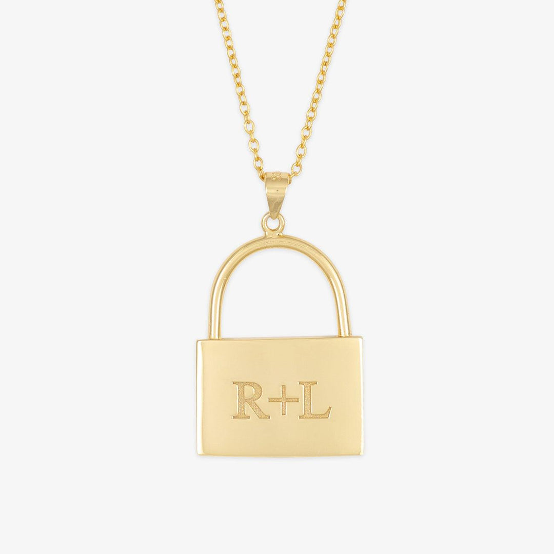 Lovers' Initials Lock Necklace - Herzschmuck