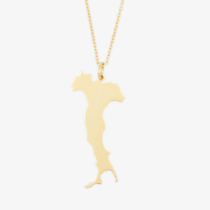 Personalized Italy Silhouette Necklace in 18K Gold Plating - Customizable Italy Outline Pendant made from 925 Sterling Silver