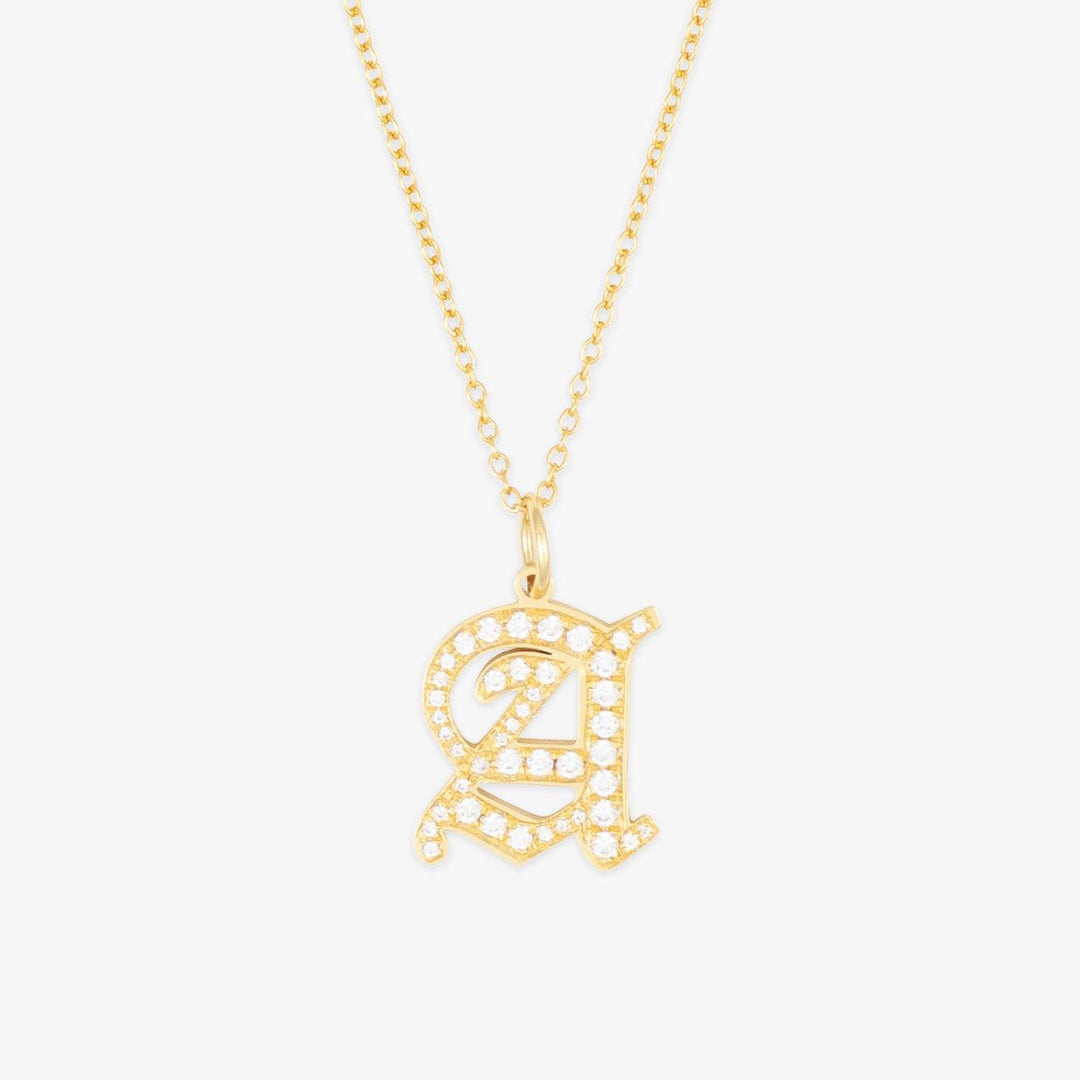 Gold Zirconia Crystal Initial Necklace with Delicate Chain