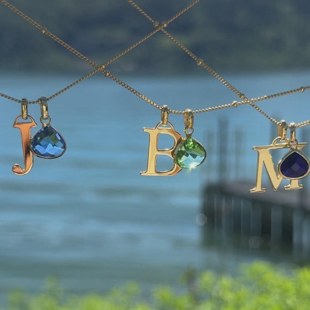 Gepersonaliseerde Letter Ketting met Geboortesteen Hanger