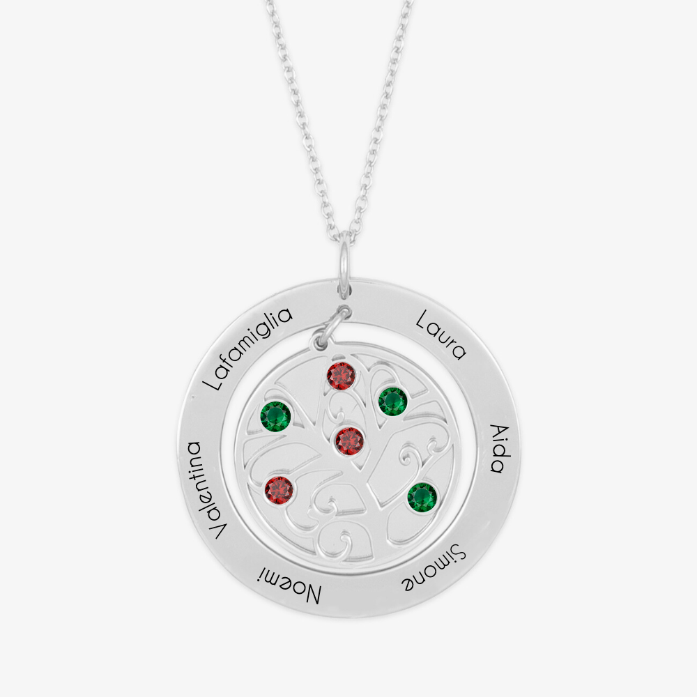 Personalized Tree of Life Necklace with Engravings & Birthstones - Herzschmuck