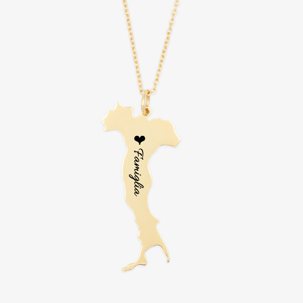 Personalized Italy Silhouette Necklace - Herzschmuck