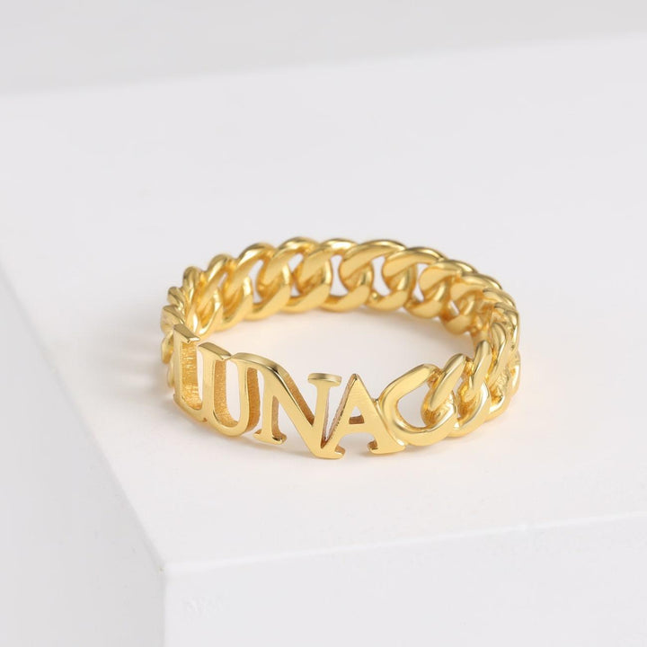 Personalized Curb Chain Ring - Herzschmuck